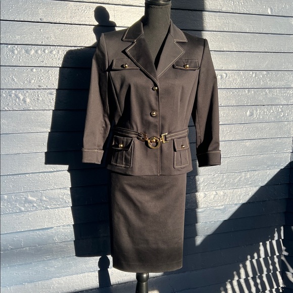 NWOT Tahari Pencil Skirt Suit with Gold Accents - Picture 1 of 8